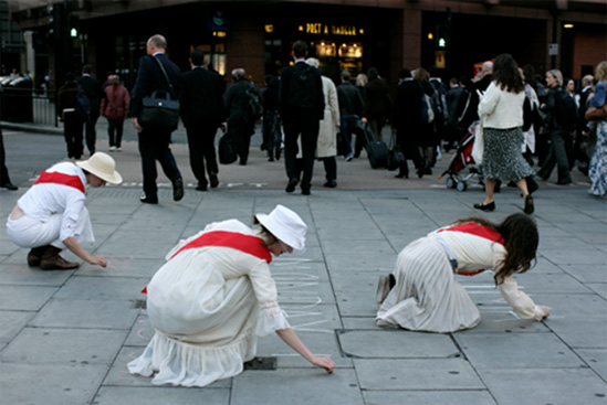 Chalking pavements
