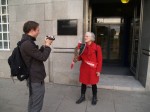 Piece to camera before entering the Department for Transport