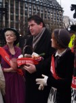 Rob Flello MP cradles his basket of sustainably produced goodies